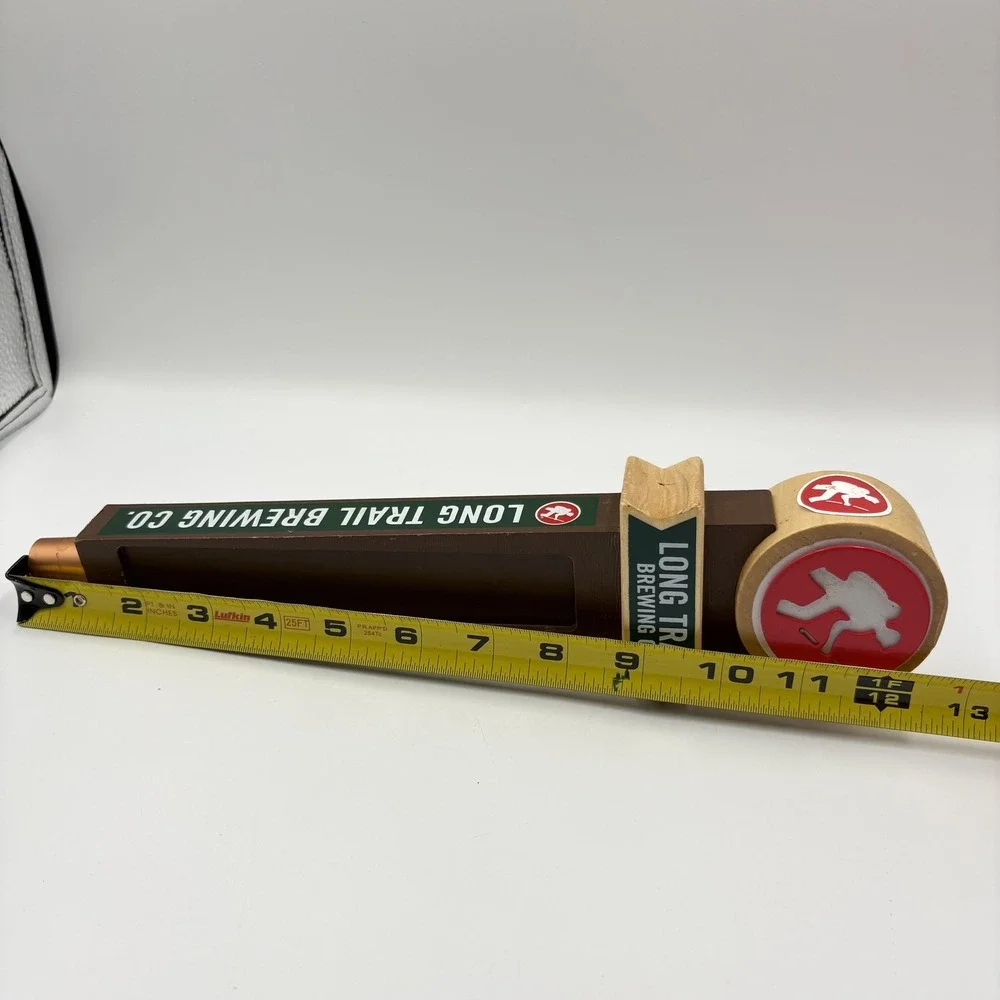 Long‎ Trail Brewing Co Hiker Logo Draft Beer Tap Handle Wood Brown Red Barware